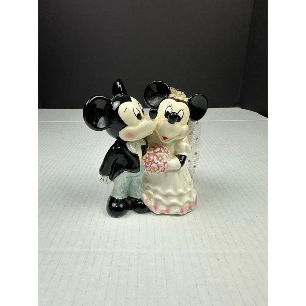 VTG Gift Mickey & Minnie Mouse Disney Bride Groom Wedding Cake Topper Figurine